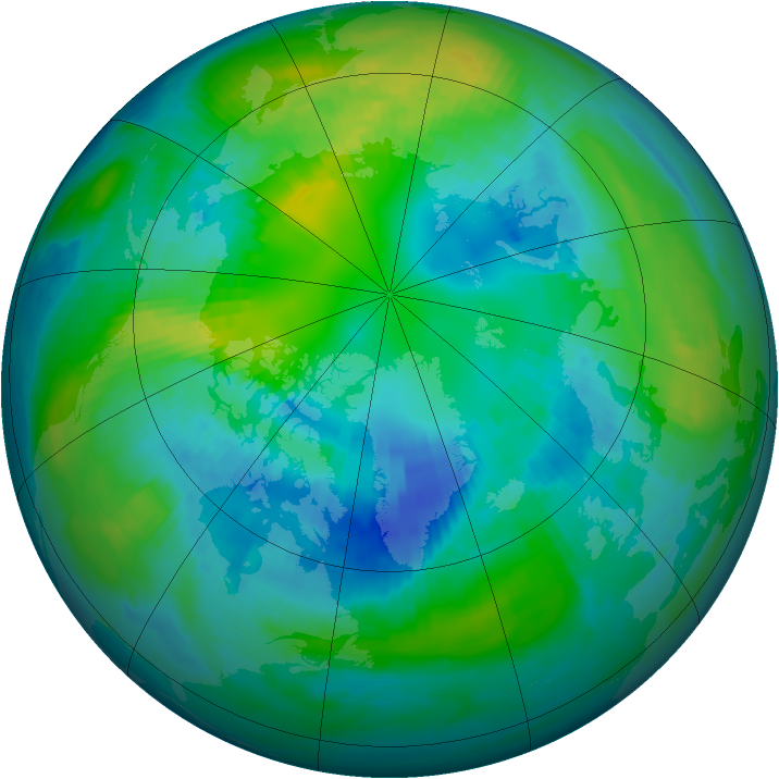 Arctic ozone map for 16 October 1984